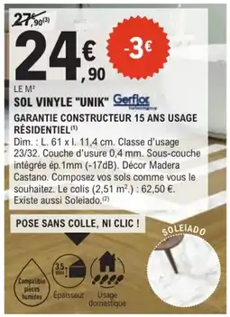 E.Leclerc Brico Gerflor SOL VINYLE "UNIK" offre