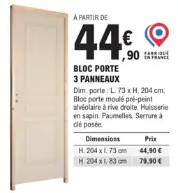 E.Leclerc Brico BLOC PORTE 3 PANNEAUX offre