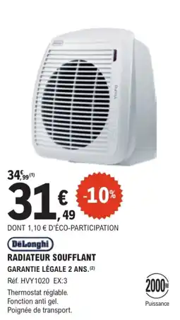 E.Leclerc Brico DeLonghi Radiateur soufflant offre