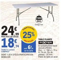 E.Leclerc Brico FOXTER TABLE PLIANTE offre