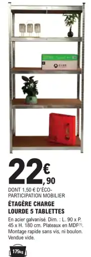 E.Leclerc Brico ÉTAGÈRE CHARGE LOURDE 5 TABLETTES offre