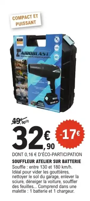 Airoblast Souffleur atelier sur batterie