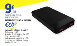 E.Leclerc BATTERIE EXTERNE 10 000 MAH offre