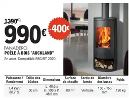E.Leclerc Brico PANADERO POÊLE À BOIS "AUCKLAND" offre