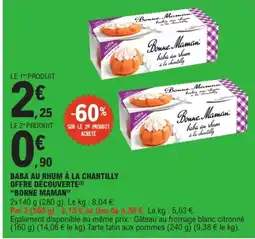 E.Leclerc Bonne Maman Baba au rhum à la chantilly offre