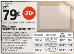 E.Leclerc Brico Bestherm RADIATEUR À INERTIE "MOTU" offre