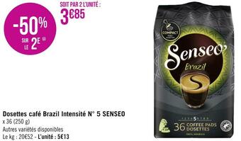 Géant Casino Senseo dosettes café brazil intensité n° 5 offre