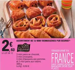 E.Leclerc LES 3 MEUNIERS ASSORTIMENT DE 12 MINI VIEINOISERIES PUR BEURRE offre