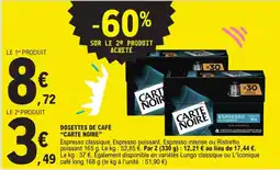 E.Leclerc CARTE NOIRE DOSETTES DE CAFÉ offre