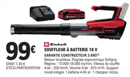 E.Leclerc Brico Einhell SOUFFLEUR À BATTERIE 18 V offre