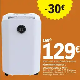 E.Leclerc Brico DÉSHUMIDIFICATEUR 20 L offre