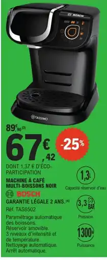 E.Leclerc BOSCH MACHINE À CAFÉ MULTI-BOISSONS NOIR offre