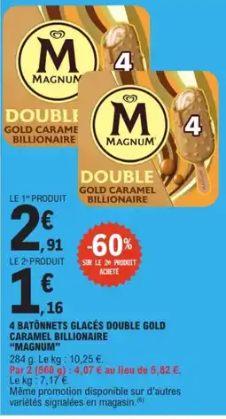 E.Leclerc MAGNUM DOUBLE GOLD CARAMEL BILLIONAIRE offre