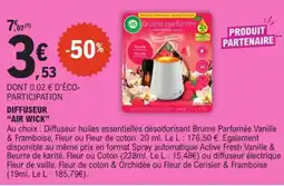E.Leclerc AIR WICK Diffuseur huiles essentielles désodorisant Brume Parfumée Vanille & Framboise offre