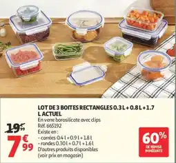 Auchan Supermarché Lot de 3 boites rectangles offre