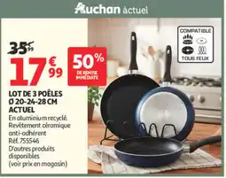 Auchan Supermarché LOT DE 3 POÊLES offre