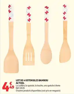 Auchan LOT DE 4 USTENSILES BAMBOU offre