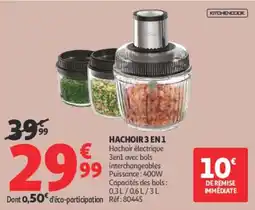 Auchan KITCHENDCOOK HACHOIR 3 EN 1 offre
