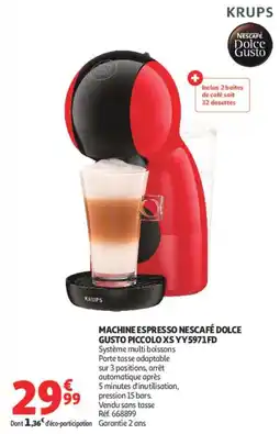 Auchan Supermarché KRUPS MACHINE ESPRESSO NESCAFÉ DOLCE GUSTO PICCOLO XS offre