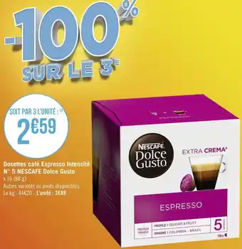 Géant Casino Nescafé dosettes café espresso intensité n° 5 dolce gusto offre