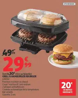Auchan KITCHENDOOK GRILL À HAMBURGER KBURGER offre