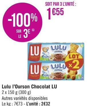 Géant Casino Lu lulu l’ourson chocolat offre