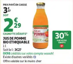 Auchan ETHIQUABLE Jus de pomme offre