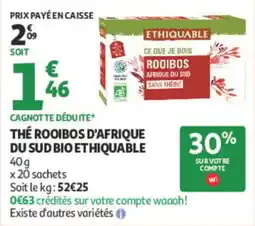 Auchan ETHIQUABLE THÉ ROOIBOS D'AFRIQUE DU SUD BIO offre