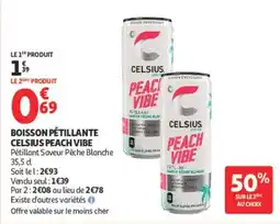 Auchan Celsius peach vibe boisson pétillante offre