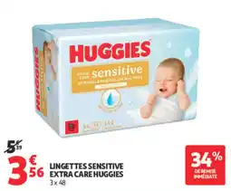 Auchan HUGGIES lingettes sensitive extra care offre