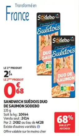 Auchan Sodebo Sandwich suédois duo de saumon offre
