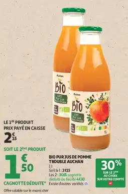 Auchan Auchan BIO Pur jus de pomme trouble offre