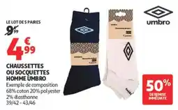 Auchan Umbro chaussettes ou socquettes homme offre
