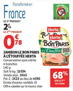 Auchan Herta Jambon le Bon Paris offre