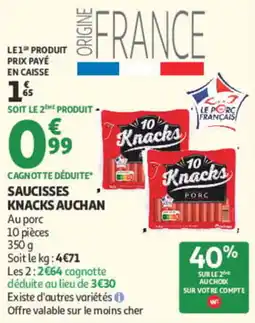 Auchan Knacks Auchan Saucisses offre