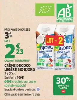 Auchan BJORG Crème de coco légère bio offre