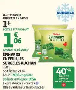 Auchan Auchan Épinards en feuilles offre