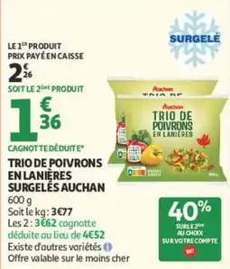 Auchan Auchan Trio de poivrons en lanières offre