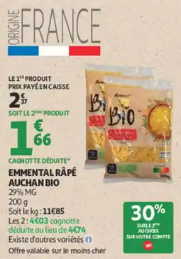 Auchan Auchan Bio Emmental Râpé offre