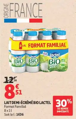 Auchan lactel LAIT DEMI-ÉCRÉMÉ BIO offre