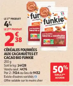 Auchan Funkie Les fourrées beurre de cacahuète & cacao offre