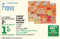Auchan Auchan Yaourt à boire panaché offre
