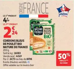 Auchan Nature de France Cordons bleus de poulet bio offre