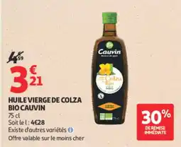Auchan Cauvin Huile vierge de colza bio offre