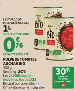 Auchan Auchan Bio Pulpe de Tomates offre