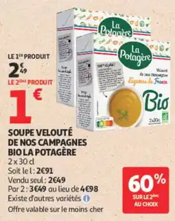 Auchan La Potagère Soupe velouté de nos campagnes bio offre