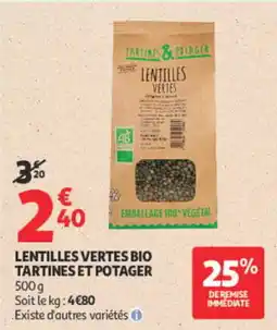 Auchan TARTINES & POTAGER Lentilles Vertes offre