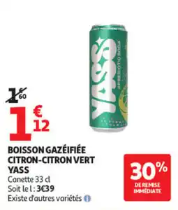 Auchan YASS BOISSON GAZÉIFIÉE CITRON-CITRON VERT offre