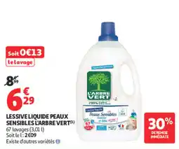 Auchan L'ARBRE VERT Lessive liquide Peaux Sensibles offre