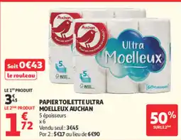Auchan Auchan Papier Toilette Ultra Moelleux offre